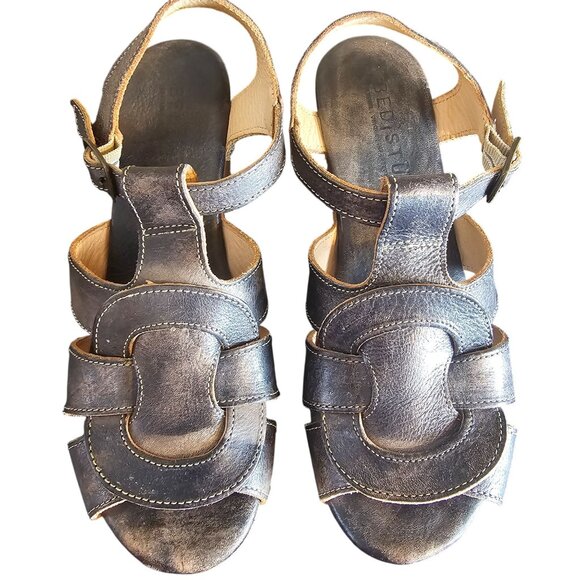 Bed Stu Caitlin F376002 Womens Brown Leather Hook & Loop Heeled Sandals Shoes - Picture 5 of 11